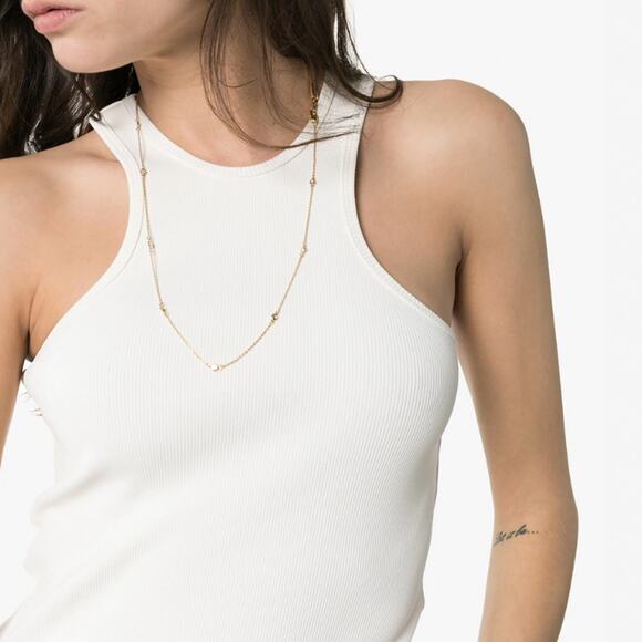 goldsign the rib white ribbed knit high neck tank top - Picture 1 of 8